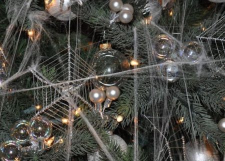 Spider web ornament in tree